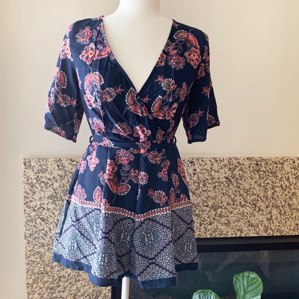 Navy Floral Romper Size Medium
